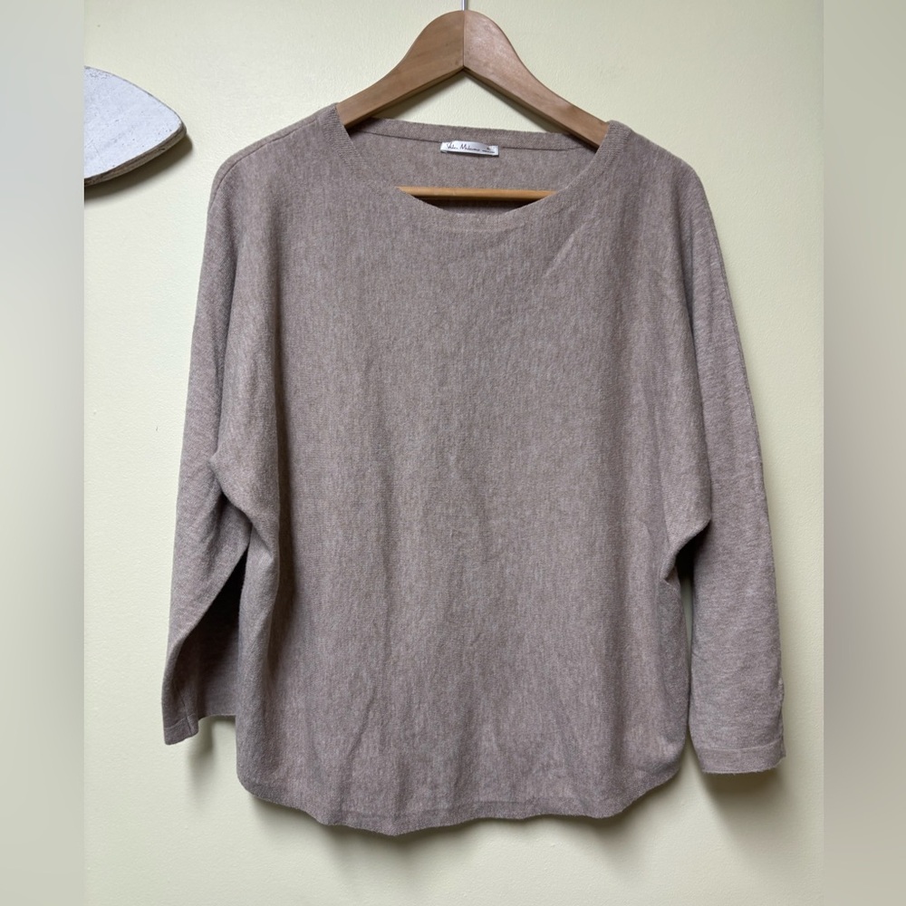 Vila Milano Natural Beige Boat Neck Knit Dolman Sleeve Lightweight Sweater XL